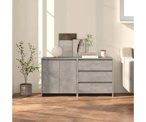 Sideboard Concrete Grey 70x41x75cm Engineered Wood 2-Piece Modern Storage Set 2x