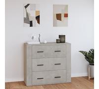 Sideboard Concrete Grey 80x33x70 cm Engineered Wood 3 Drawers Modern Matt Finish