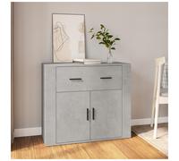 Sideboard Concrete Grey 80x33x70cm Engineered Wood 2 Doors 1 Drawer Modern Slim