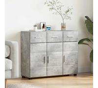 Sideboard Concrete Grey 88.5x30.5x73cm Engineered Wood Matte 2-Door 3-Shelf Home