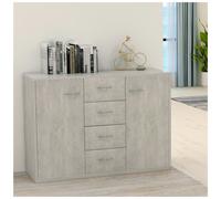 Sideboard Concrete Grey 88x30x64 cm Engineered Wood 4 Drawers 2 Doors Minimalist