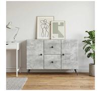 Sideboard Concrete Grey 89x34.5x60cm Engineered Wood LED 2 Drawers 2 Doors Slim