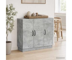 Sideboard Concrete Grey 89x34.5x77cm Engineered Wood 3-Door Storage Unit Modern