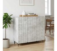 Sideboard Concrete Grey 89x34.5x82cm Engineered Wood 3-Door Steel Legs Storage.