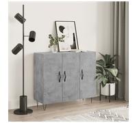 Sideboard Concrete Grey 90x34x80cm Engineered Wood 3-Door Modern Hairpin Legs UK