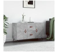 Sideboard Concrete Grey Engineered Wood 100x36x60cm 2 Doors Drawer Black Legs UK