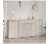 Sideboard Concrete Grey Engineered Wood 160x36x75 cm 4 Doors 2 Drawers Minimal.