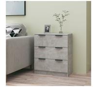 Sideboard Concrete Grey Engineered Wood 3-Drawer Compact 60x30x70 cm Hallway UK