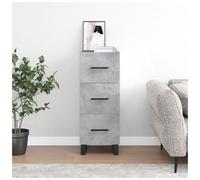 Sideboard Concrete Grey Engineered Wood 34.5x34x90cm 3 Drawer Rustic Storage Cab