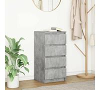 Sideboard Concrete Grey Engineered Wood 37.5x35x76 cm 4 Drawer Slim for Hall UK