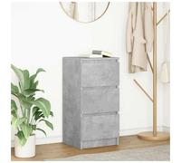 Sideboard Concrete Grey Engineered Wood 37.5x35x76cm 3-Drawer Slim Storage Home