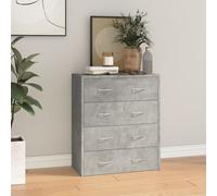 Sideboard Concrete Grey Engineered Wood 60x30.5x71 cm 4-Drawer Storage Slim Unit