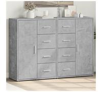 Sideboard Concrete Grey Engineered Wood 60x31x84 cm 8 Drawers 2pcs Modern oak