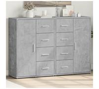 Sideboard Concrete Grey Engineered Wood 60x31x84 cm 8 Drawers 2pcs Modern oak