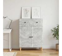 Sideboard Concrete Grey Engineered Wood 66x34.5x90cm 1 Drawer 2 Door Storage Box