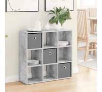 Sideboard Concrete Grey Engineered Wood 73.5x24x69.5cm 3-Drawer Recessed Storage