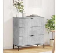 Sideboard Concrete Grey Engineered Wood 79.5x33x82cm 3 Drawer Modern Minimal leg