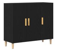 Sideboard Black Oak 90x34x80cm Engineered Wood Slim Storage Console with 3 Doors