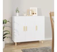(white) vidaXL Sideboard Console Cabinet Cupboard Storage Organiser Engineered Wood