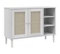 (white) vidaXL Sideboard Cupboard Highboard SENJA Rattan Look White Solid Wood Pine