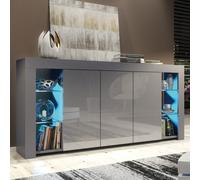 Sideboard Eden 164cm - Dark Grey with Gloss Doors and LED Lights