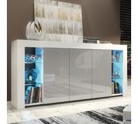 Sideboard Eden 164cm - White & Grey Gloss Doors and LED Lights