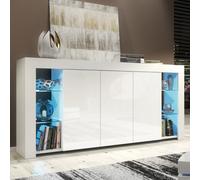 Sideboard Eden 164Cm - White With Gloss Doors And Led Lights