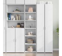 Highboard Smoked Oak 40x41x185 cm Engineered Wood Tall Storage Cabinet Slim Unit