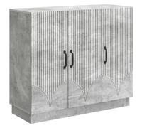 Sideboard Concrete Grey 89x34.5x77cm Engineered Wood 3-Door Storage Unit Modern