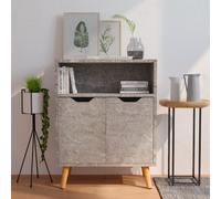 Sideboard Engineered Wood Concrete Grey 60x30x72 cm 3-Compartment Storage Modern