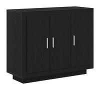Sideboard Black Oak Engineered Wood 92 x 35 x 75 cm 3-Door Storage Console Shelf