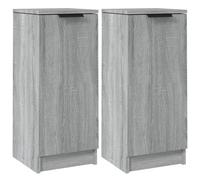 vidaXL Sideboards 2 pcs Black 30x30x70 cm Engineered Wood