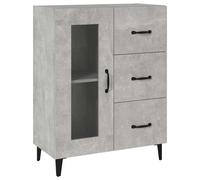 vidaXL Single Glass Door 3 Drawer Concrete Grey Wooden Sideboard - Size: 90 x 69.5 x 34cm - Wilko