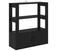 Sideboard Black Oak 30x80x90cm Engineered Wood 2-Door Compact Modern Storage Cab