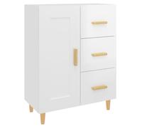 Sideboard High Gloss White 69.5x34x90 cm Engineered Wood & Eucalyptus Slim Top.