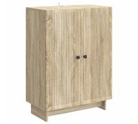 Sideboard Black Engineered Wood 66x34.5x90cm Vintage Storage Cabinet & Shelves.