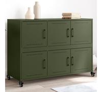 Sideboard Green 100.5x39x72cm Cold-Rolled Steel 6-Door Mobile Storage Cabinet UK