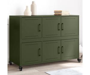 Sideboard Green 100.5x39x72cm Cold-Rolled Steel 6-Door Mobile Storage Cabinet UK