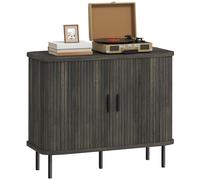 Sideboard Grey 90x40x75cm MDF & Steel Mid-Century Tambour Sliding Doors Storage.