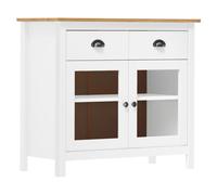 Sideboard Grey & Honey Brown Solid Pine 90x40x80cm 2 Drawers 2 Shelves Anti-tip