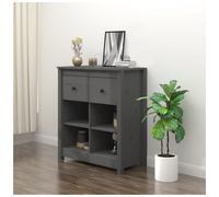 Sideboard Grey Solid Pine Wood 70x35x80 cm Rustic Modern Storage Cabinet Accent
