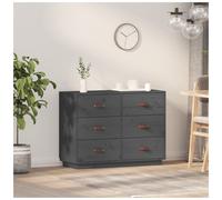 Sideboard Grey Solid Pinewood 100x40x75 cm Modern Storage Cabinet with6drawers