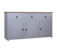 Sideboard Grey Solid Pinewood 135x40x80cm 3 Drawer 3 Compartment Storage Smooth