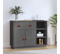 Sideboard Grey Solid Pinewood Untreated 98.5x40x75cm Rustic