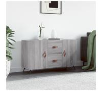 Sideboard Grey Sonoma 100x36x60cm Engineered Wood 2 Doors Drawer Leather Pulls.