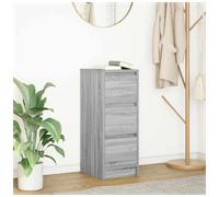 Sideboard Grey Sonoma 29.5x34x76cm Engineered Wood 3-Drawer Compact Storage Unit