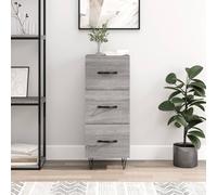 Sideboard Grey Sonoma 34.5x34x90 cm Engineered Wood Metal Slim Storage 3 Drawer