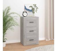 Sideboard Grey Sonoma 40x33x70cm Engineered Wood 3 Drawer Modern Storage lounge