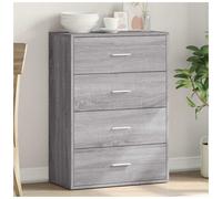 Sideboard Grey Sonoma 60x31x84cm Engineered Wood 4 Drawers Silver Handles Modern