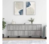 Sideboard Grey Sonoma 60x35x70cm Engineered Wood 4-Door Compact Slim Storage